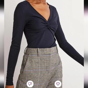 Boden Womens Navy Faux Wrap Long Sleeve Top. Sz 14 Classy Casual Office